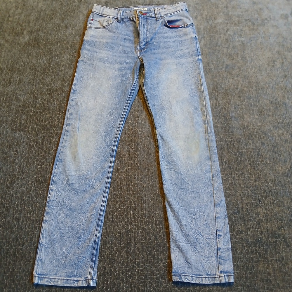 Wrangler Slim Fit Kids Jeans Light Wash Textured Denim Size 14 Regular